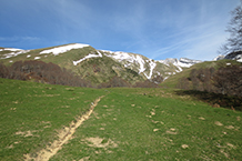 Una gran zona de pasto precede el punto por donde debemos cruzar el torrente.