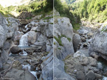 El río Cinca coge impulso en el curso medio del barranco de los Churros, visto aquí desde el puente que lo atraviesa.