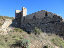 Torre semicircular y muralla perimetral.