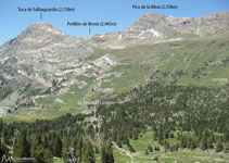 En dirección N tenemos unas bonitas vistas al Salbaguardia, al Portillón de Benasque y al pico de la Mina.