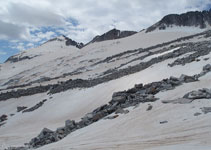 Típica vista del Aneto y su glaciar, en las inmediaciones del Portillón Superior.