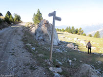 Dejamos la pista y continuamos por el sendero de la Ruta del Trencapinyes.